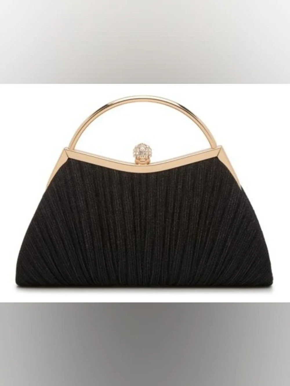 NEW Glitter Pleated Clutch Evening Bag (Black/Gold) - AIBAOWU